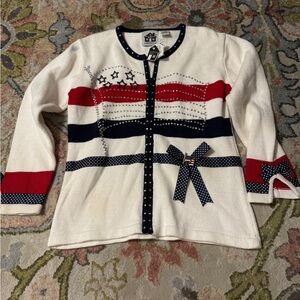 Storybook Knits White, Red, and Blue Jacket